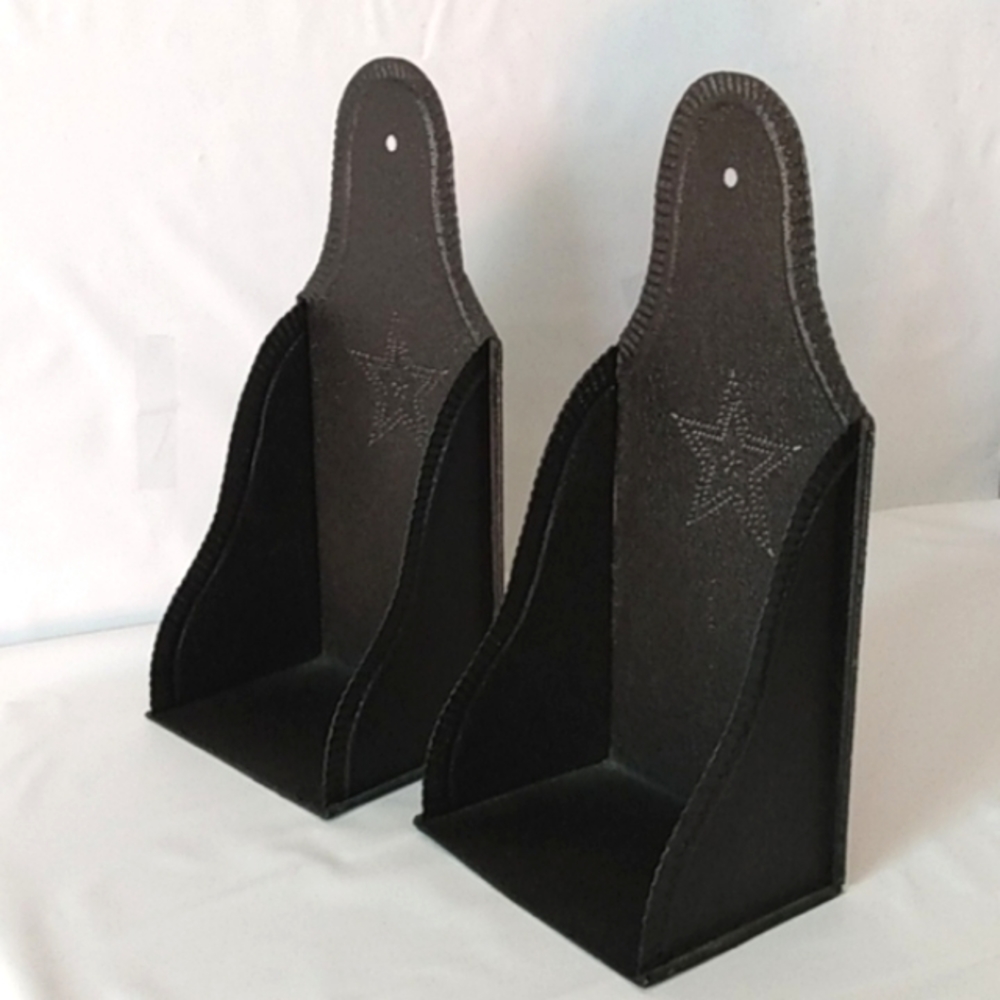 Primitive black textured metal candleholders/ bookends